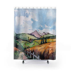 Field Wheat Graphical Stylish Design 71" x 74" Elegant Waterproof Shower Curtain